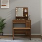 vidaXL Set Tavolo da Toeletta con LED Rovere Marrone Legno Multistrato vidaXL Set Tavolo da Toeletta con LED Rovere Marrone Legno Multistrato