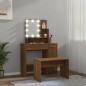 vidaXL Set Tavolo da Toeletta con LED Rovere Marrone Legno Multistrato vidaXL Set Tavolo da Toeletta con LED Rovere Marrone Legno Multistrato