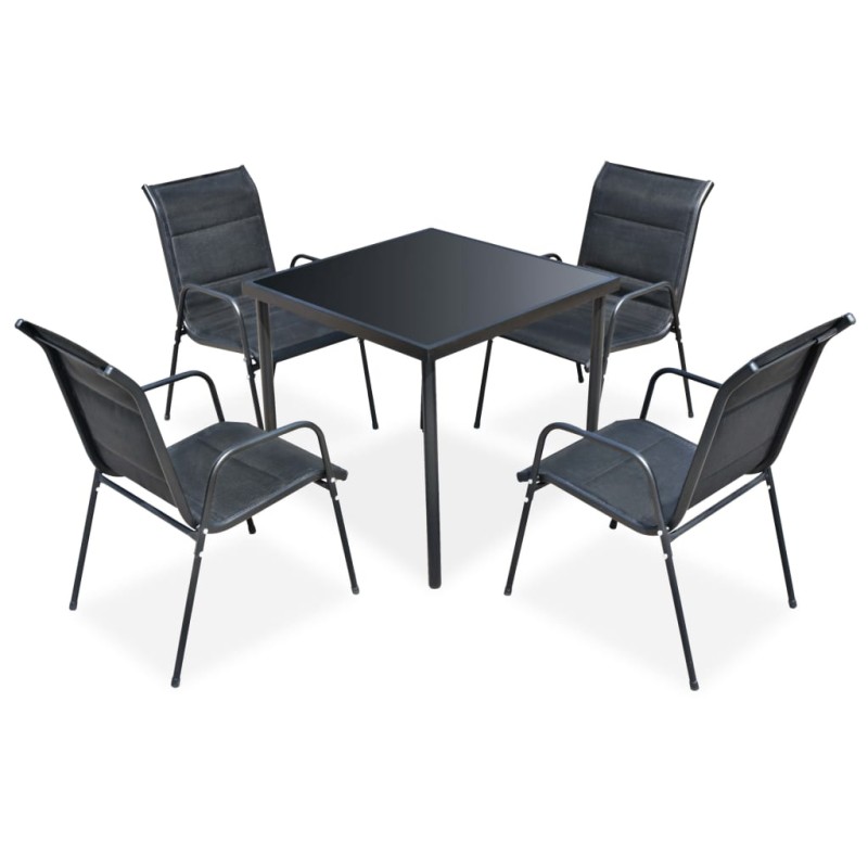 Set da Pranzo da Giardino 5 pz in Acciaio Nero Set da Pranzo da Giardino 5 pz in Acciaio Nero