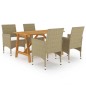 Set Mobili da Pranzo per Giardino 5 pz Beige Set Mobili da Pranzo per Giardino 5 pz Beige