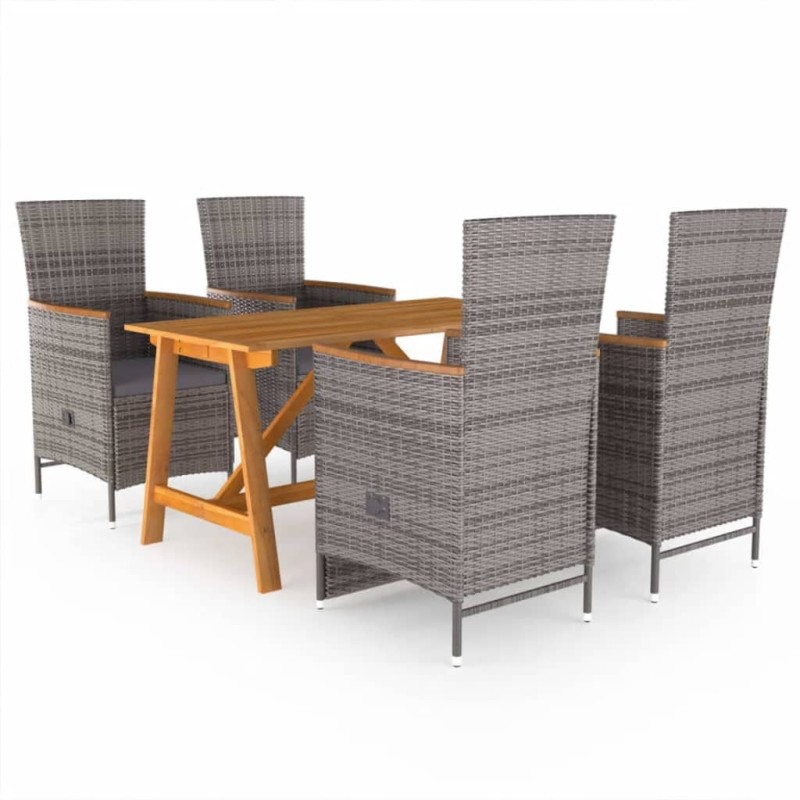 Set Mobili da Pranzo per Giardino 5 pz Grigio Set Mobili da Pranzo per Giardino 5 pz Grigio