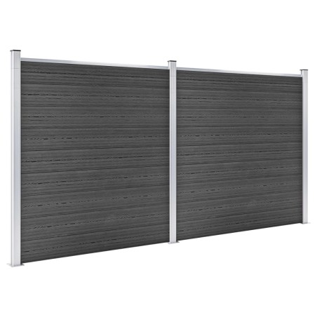 vidaXL Set Pannelli di Recinzione in WPC 353x186 cm Nero