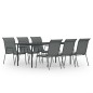 Set da Pranzo per Giardino 7 pz in Acciaio Nero Set da Pranzo per Giardino 7 pz in Acciaio Nero