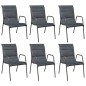 Set da Pranzo per Giardino 7 pz in Acciaio Nero Set da Pranzo per Giardino 7 pz in Acciaio Nero