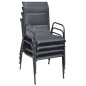Set da Pranzo per Giardino 7 pz in Acciaio Nero Set da Pranzo per Giardino 7 pz in Acciaio Nero