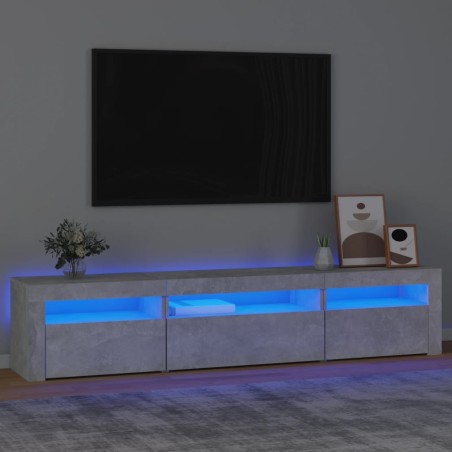 vidaXL Mobile Porta TV con Luci LED Grigio Cemento 195x35x40 cm