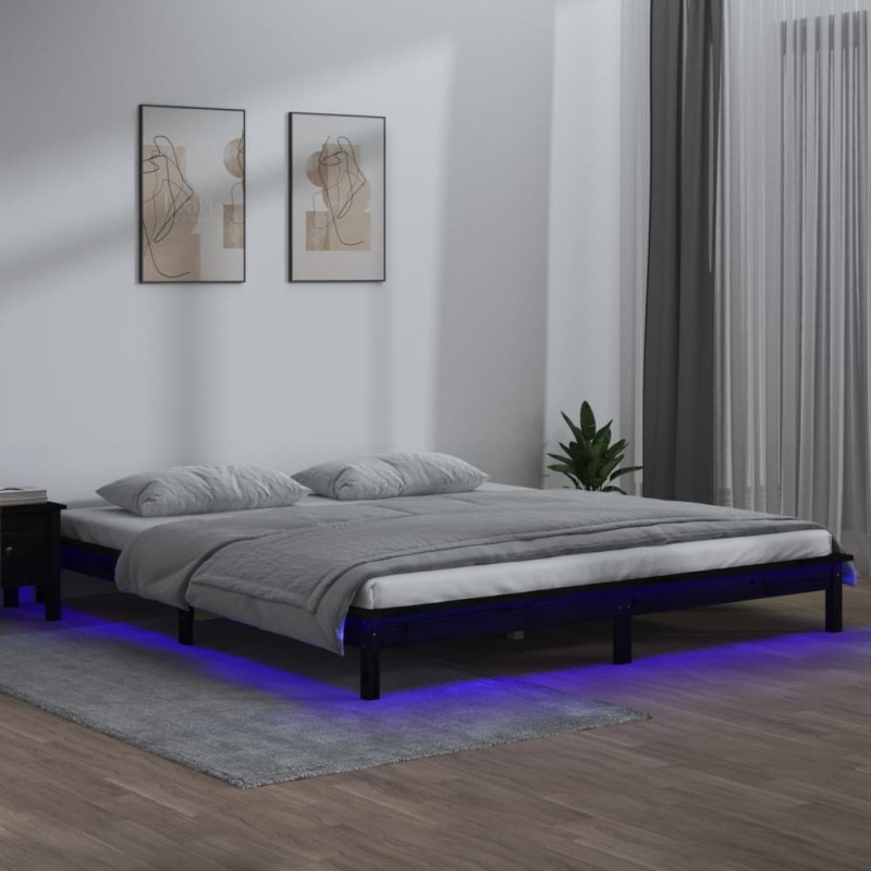 Giroletto LED Nero 120x190cm Small Double in Legno Massello Giroletto LED Nero 120x190cm Small Double in Legno Massello