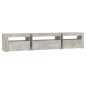 vidaXL Mobile Porta TV con Luci LED Grigio Cemento 195x35x40 cm