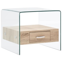 vidaXL Tavolino da Salotto con Cassetto 50x50x45 cm in Vetro Temperato
