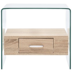 vidaXL Tavolino da Salotto con Cassetto 50x50x45 cm in Vetro Temperato