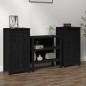 Credenze 2 pz Nere 40x35x80 cm in Legno Massello di Pino Credenze 2 pz Nere 40x35x80 cm in Legno Massello di Pino