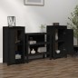 Credenze 2 pz Nere 40x35x80 cm in Legno Massello di Pino Credenze 2 pz Nere 40x35x80 cm in Legno Massello di Pino