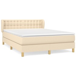 vidaXL Giroletto a Molle con Materasso Crema 140x19 cm in Tessuto