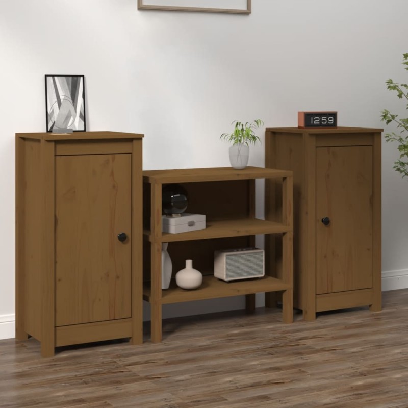 vidaXL Credenze 2 pz Ambra 39x35x80 cm in Legno Massello di Pino vidaXL Credenze 2 pz Ambra 39x35x80 cm in Legno Massello di Pino