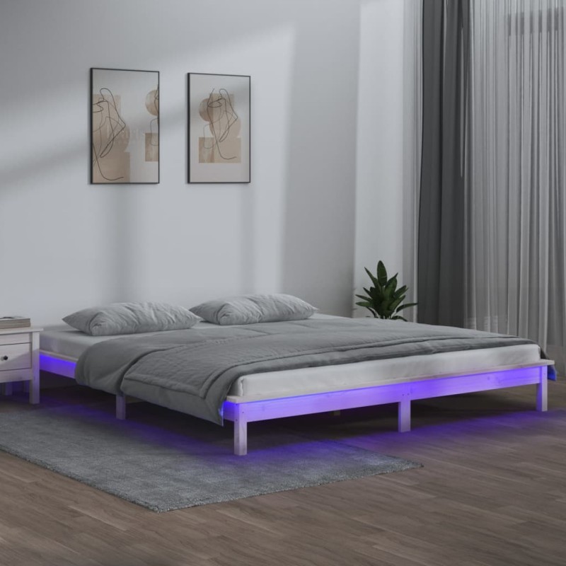Giroletto LED Bianco 120x190 cm Small Double Legno Massello Giroletto LED Bianco 120x190 cm Small Double Legno Massello