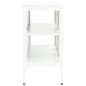 Credenza Bianca 105x35x70 cm in Acciaio e Vetro Credenza Bianca 105x35x70 cm in Acciaio e Vetro