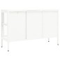 Credenza Bianca 105x35x70 cm in Acciaio e Vetro Credenza Bianca 105x35x70 cm in Acciaio e Vetro