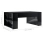 Tavolino da Salotto Nero Lucido 100x60x42cm Legno Multistrato