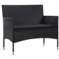 Set Divani da Giardino 4 pz con Cuscini in Polyrattan Nero Set Divani da Giardino 4 pz con Cuscini in Polyrattan Nero