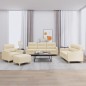 Set di Divani 4 pz con Cuscini Crema in Tessuto Set di Divani 4 pz con Cuscini Crema in Tessuto