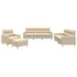 Set di Divani 4 pz con Cuscini Crema in Tessuto Set di Divani 4 pz con Cuscini Crema in Tessuto