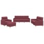 Set di Divani 4 pz con Cuscini Rosso Vino in Tessuto Set di Divani 4 pz con Cuscini Rosso Vino in Tessuto