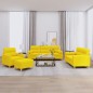 Set di Divani 4 pz con Cuscini Giallo Chiaro in Tessuto Set di Divani 4 pz con Cuscini Giallo Chiaro in Tessuto