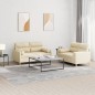 Set Divani 2 pz con Cuscini Crema in Tessuto Set Divani 2 pz con Cuscini Crema in Tessuto