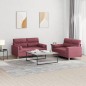 Set di Divani 2 pz con Cuscini Rosso Vino in Tessuto Set di Divani 2 pz con Cuscini Rosso Vino in Tessuto