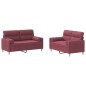Set di Divani 2 pz con Cuscini Rosso Vino in Tessuto Set di Divani 2 pz con Cuscini Rosso Vino in Tessuto