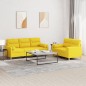 Set di Divani 2 pz con Cuscini Giallo Chiaro in Tessuto Set di Divani 2 pz con Cuscini Giallo Chiaro in Tessuto