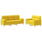 Set di Divani 2 pz con Cuscini Giallo Chiaro in Tessuto Set di Divani 2 pz con Cuscini Giallo Chiaro in Tessuto
