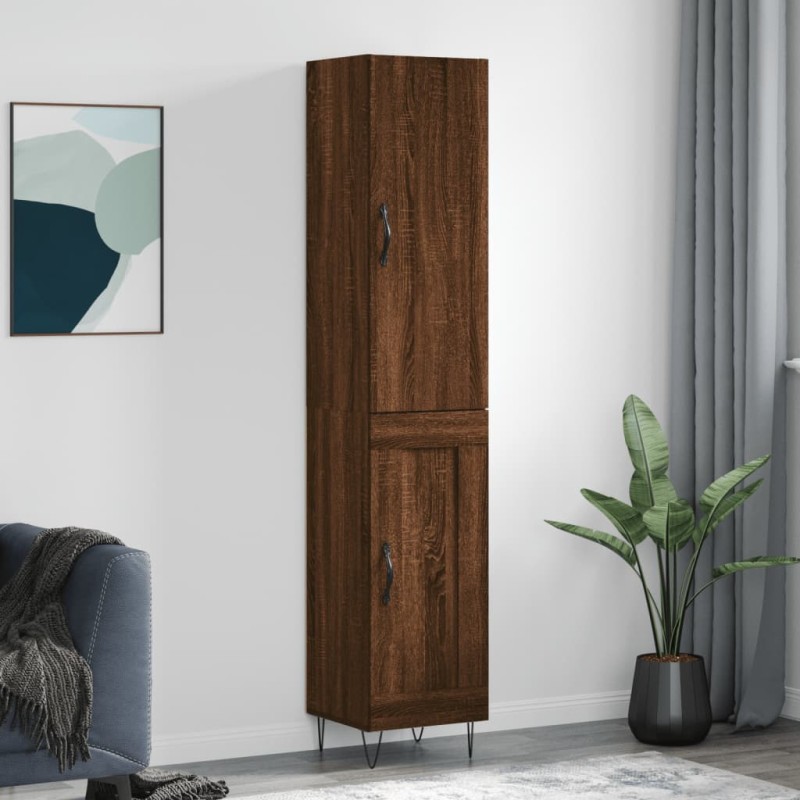 Credenza Rovere Marrone 34,5x34x180 cm in Legno Multistrato Credenza Rovere Marrone 34,5x34x180 cm in Legno Multistrato