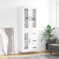 Credenza Bianco Lucido 69,5x34x180 cm in Legno Multistrato Credenza Bianco Lucido 69,5x34x180 cm in Legno Multistrato
