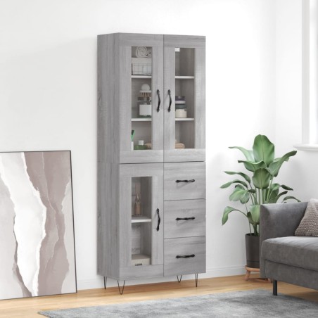 Credenza Grigio Sonoma 69,5x34x180 cm in Legno Multistrato