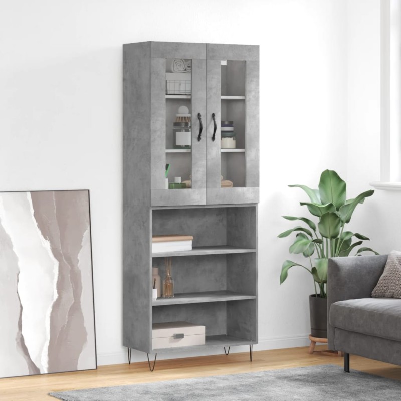 Credenza Grigio Cemento 69,5x34x180 cm in Legno Multistrato Credenza Grigio Cemento 69,5x34x180 cm in Legno Multistrato