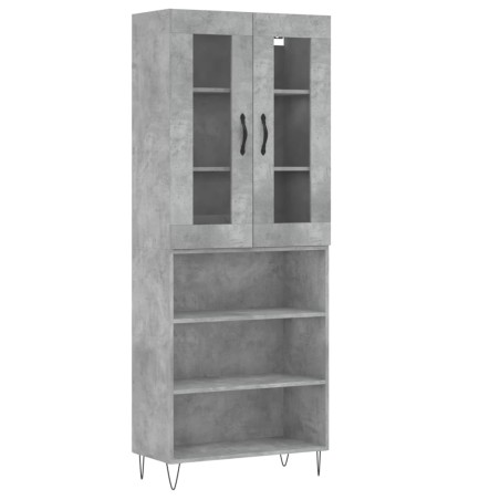 Credenza Grigio Cemento 69,5x34x180 cm in Legno Multistrato