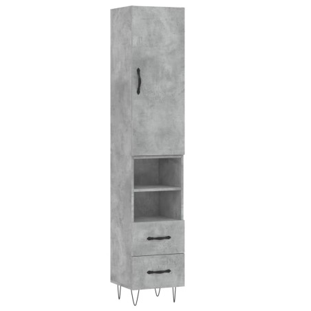 Credenza Grigio Cemento 34,5x34x180 cm in Legno Multistrato