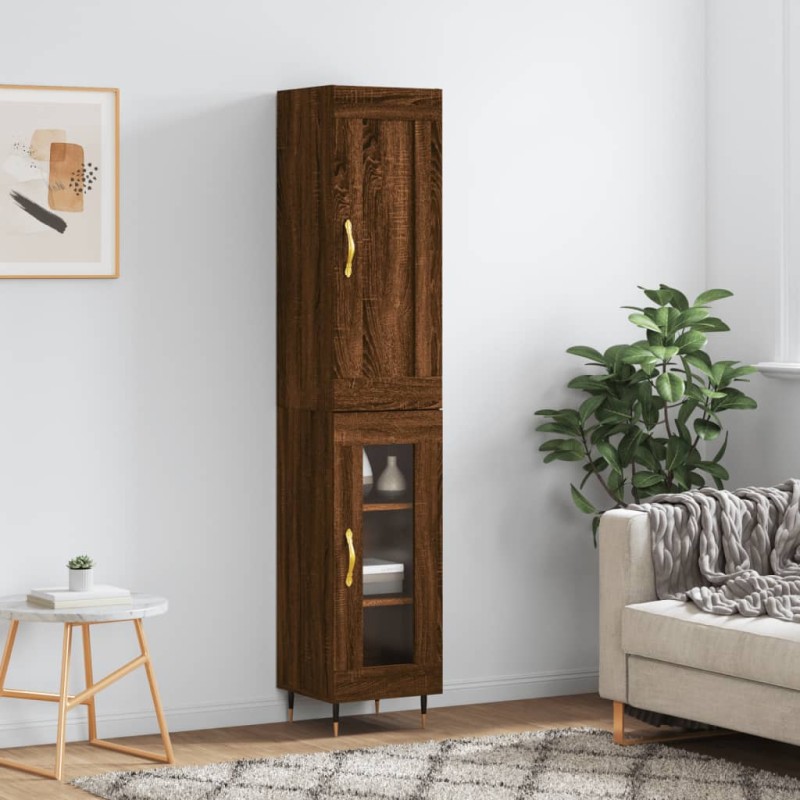 Credenza Rovere Marrone 34,5x34x180 cm in Legno Multistrato Credenza Rovere Marrone 34,5x34x180 cm in Legno Multistrato