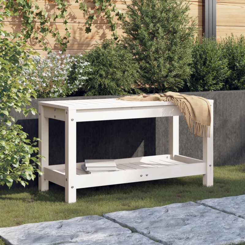 Panca da Giardino Bianca 82,5x35x45 cm Legno Massello di Pino Panca da Giardino Bianca 82,5x35x45 cm Legno Massello di Pino