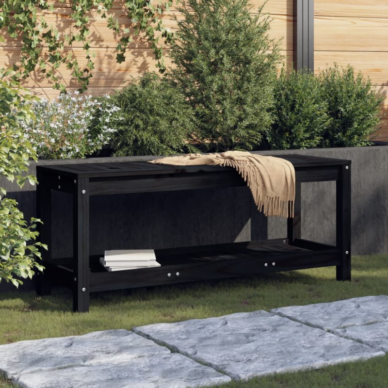 Panca da Giardino Nera 108x35x45 cm in Legno Massello di Pino Panca da Giardino Nera 108x35x45 cm in Legno Massello di Pino