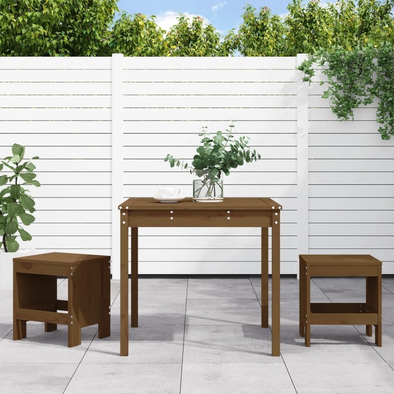 Set da Bistrot da Giardino 3 pz Miele in Legno Massello di Pino Set da Bistrot da Giardino 3 pz Miele in Legno Massello di Pino