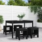 Set da Pranzo per Giardino 5pz Nero in Legno Massello di Pino Set da Pranzo per Giardino 5pz Nero in Legno Massello di Pino