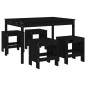 Set da Pranzo per Giardino 5pz Nero in Legno Massello di Pino Set da Pranzo per Giardino 5pz Nero in Legno Massello di Pino