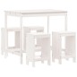 Set Bar da Giardino 5 pz Bianco in Legno Massello di Pino Set Bar da Giardino 5 pz Bianco in Legno Massello di Pino