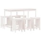 Set Bar da Giardino 7 pz Bianco in Legno Massello di Pino Set Bar da Giardino 7 pz Bianco in Legno Massello di Pino
