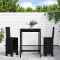 Set Bar da Giardino 3 pz Nero in Legno Massello di Pino Set Bar da Giardino 3 pz Nero in Legno Massello di Pino