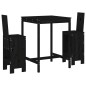 Set Bar da Giardino 3 pz Nero in Legno Massello di Pino Set Bar da Giardino 3 pz Nero in Legno Massello di Pino