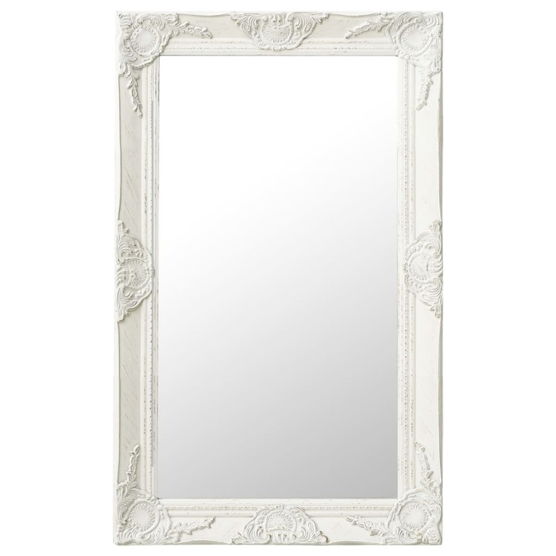 Specchio da Parete Stile Barocco 50x80 cm Bianco Specchio da Parete Stile Barocco 50x80 cm Bianco