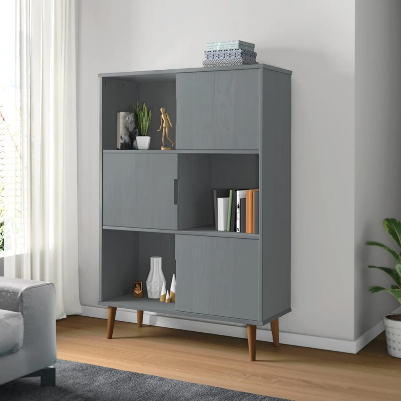 Libreria MOLDE Grigia 90x35x133,5 cm in Legno Massello di Pino Libreria MOLDE Grigia 90x35x133,5 cm in Legno Massello di Pino